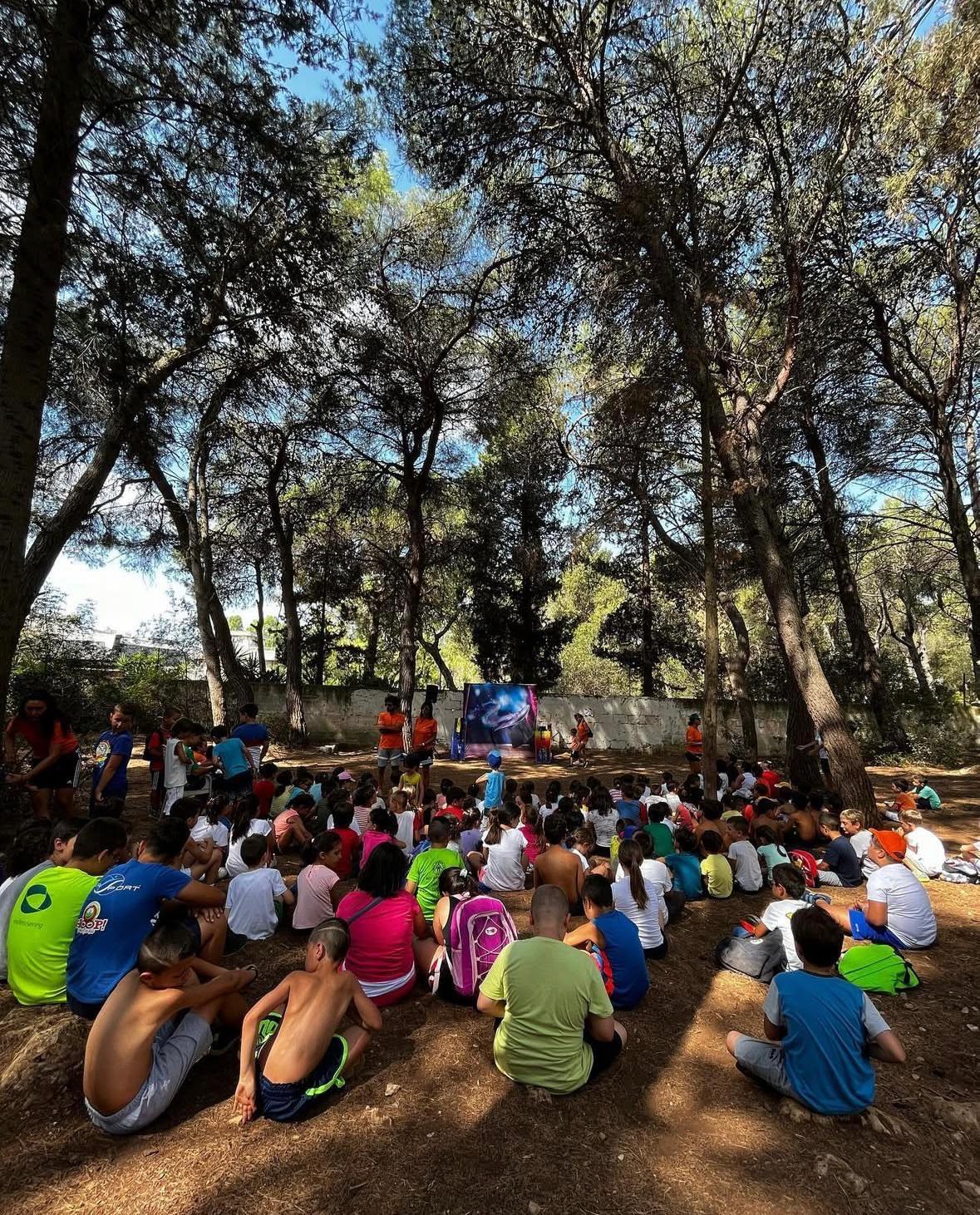 Attività al fresco di una pineta